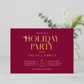 Invitation En Aluminium Holiday Party Elegant Red (Debout devant)