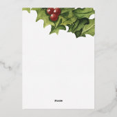 Invitation En Aluminium Holly Berries Wreath Monogramme Mariage hivernal (Verso)