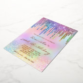 Invitation En Aluminium Holo Glitter Rainbow Drips 50th Birthday (Rotation)