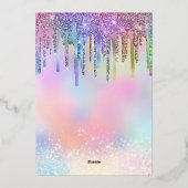 Invitation En Aluminium Holo Glitter Rainbow Drips 50th Birthday (Verso)