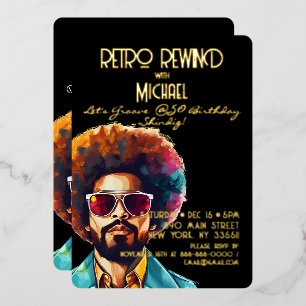 Invitation En Aluminium Homme Retro Rewind 50e Anniversaire Shindig Party