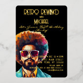 Invitation En Aluminium Homme Retro Rewind 50e Anniversaire Shindig Party (Recto)
