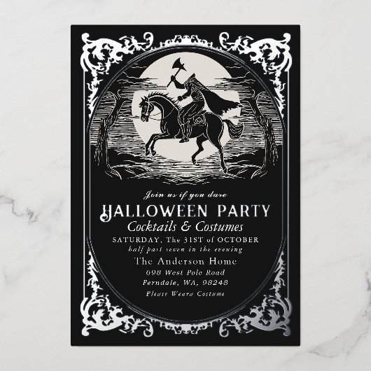 Invitation En Aluminium Horseman sans tête Sleepy Hollow Halloween Party (Recto)