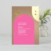 Invitation En Aluminium Huile de monogramme florale à arc rose chaud (Debout devant)