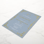 Invitation En Aluminium Huile d'or Dusty Blue Quinceañera (Rotation)