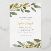 Invitation En Aluminium Huile d'or et Feuilles d'olive | MARIAGE (Recto)
