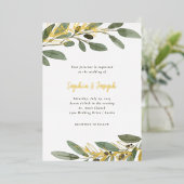 Invitation En Aluminium Huile d'or et Feuilles d'olive | MARIAGE (Debout devant)