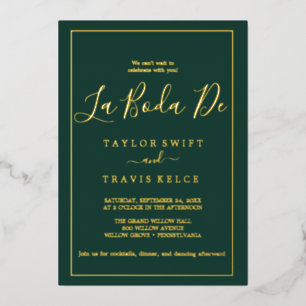 Invitation En Aluminium Huile d'or romantique   Emerald Frame La Boda De