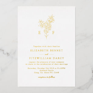 Invitation En Aluminium Huile d'or Simple Cherry Blooming Monogramme de fl