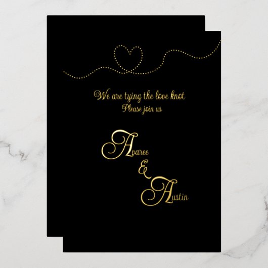 Invitation En Aluminium Huile noire et or (Recto/Verso)