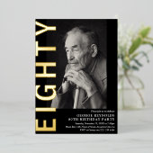 Invitation En Aluminium HUITIÈME Photo moderne Fête d'anniversaire 80e (Debout devant)
