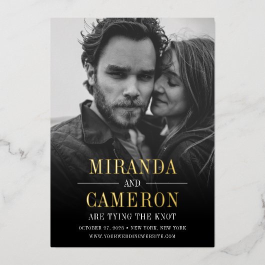 Invitation En Aluminium Humeur Moderne | Photo Enregistrez la Date (Recto)