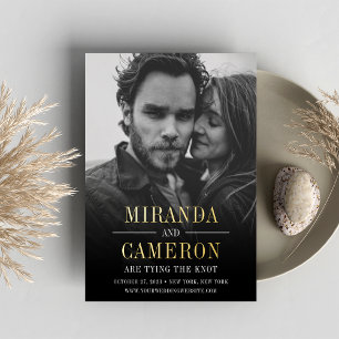 Invitation En Aluminium Humeur Moderne   Photo Enregistrez la Date