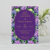 Invitation En Aluminium Hydrangea Florale Violet Royale (Debout devant)