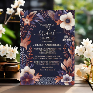 Invitation En Aluminium Hydrangea Métallique Pure Bleu Nuit Mariage Shower