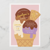 Invitation En Aluminium Ice Cream Sundae Anniversaire de enfant Party (Recto)