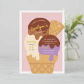 Invitation En Aluminium Ice Cream Sundae Anniversaire de enfant Party (Debout devant)