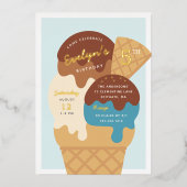 Invitation En Aluminium Ice Cream Sundae Anniversaire de enfant Party (Recto)