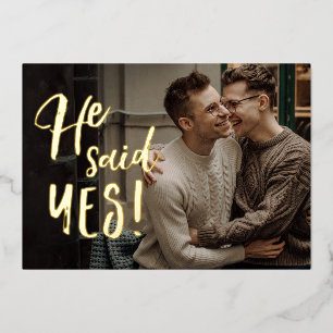Invitation En Aluminium Il a dit oui annonce de fiançailles gay en feuille