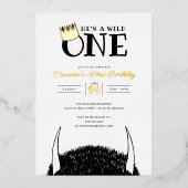 Invitation En Aluminium Il est un Wild One - 1er Anniversaire Gold Crown (Recto)