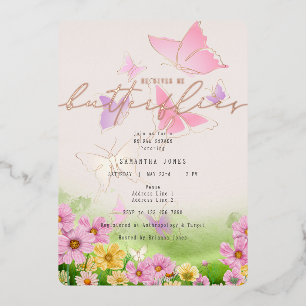 Invitation En Aluminium Il Me Donne Des Papillons Fleurs Sauvages Baby Sho