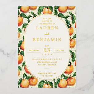 Invitation En Aluminium Illustration botanique de pêche joyeuse