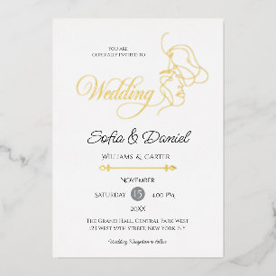 Invitation En Aluminium Illustration de couple en art linéaire minimaliste