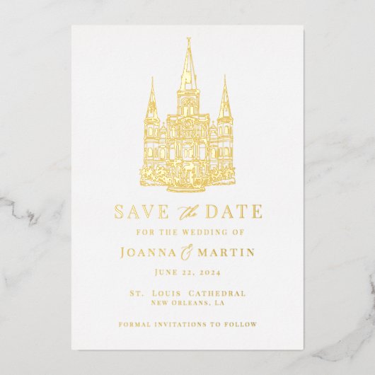 Invitation En Aluminium Illustration personnalisée du site Gold Foil Invit (Recto)