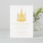 Invitation En Aluminium Illustration personnalisée du site Gold Foil Invit (Debout devant)