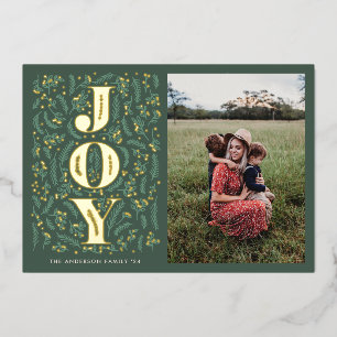 Invitation En Aluminium Illustration photo botanique vert sauge JOIE or do