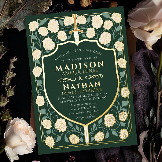 Invitation En Aluminium Imaginaire médiéval de l'épée et du bouclier Maria