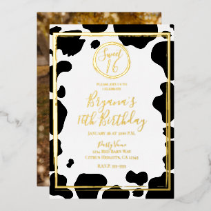 Invitation En Aluminium Imprimé vache glamour moderne bordure photo de mar