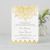 Invitation En Aluminium Indien Mehndi Hindu élégant Mariage élégant or (Debout devant)