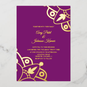 Invitation En Aluminium Indien moderne Mandala Mariage violet vêtu