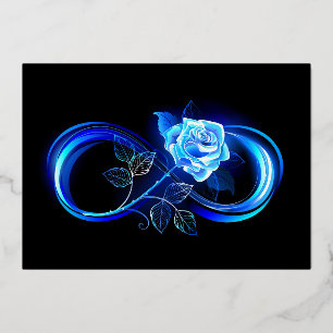 Invitation En Aluminium Infini lumineux avec rose bleue