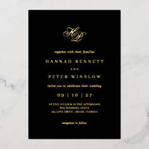Invitation En Aluminium Initiales de monogramme de script romantique Maria