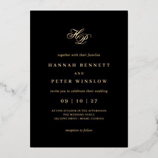 Invitation En Aluminium Initiales de monogramme de script romantique Maria (Recto)
