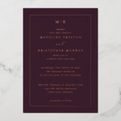 Invitation En Aluminium Initiales Marron Élégantes Dorées (Recto)