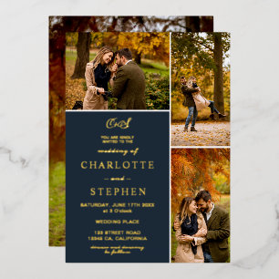 Invitation En Aluminium Initiales modernes 4 photos grille mariage marine