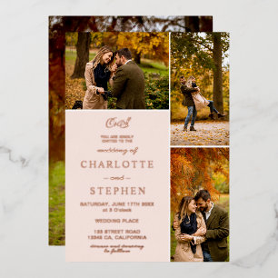 Invitation En Aluminium Initiales modernes 4 photos grille mariage rose vi