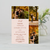 Invitation En Aluminium Initiales modernes 4 photos grille mariage rose vi (Debout devant)