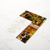 Invitation En Aluminium Initiales modernes 4 photos grille or mariage (Rotation)