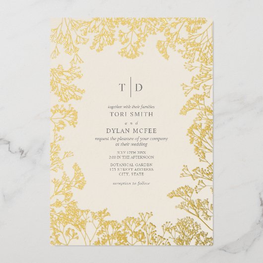 Invitation En Aluminium Initiales monogramme de Gypsophile (Recto)