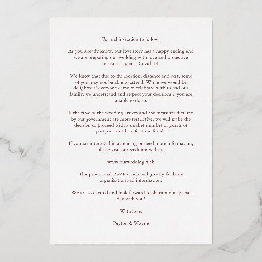 Invitation En Aluminium Initiales Véritable Rose de luxe Branches Botaniqu (Verso)