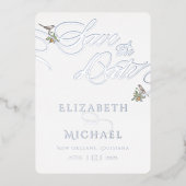 Invitation En Aluminium Inséparables Foil Enregistrer La Date (Recto)