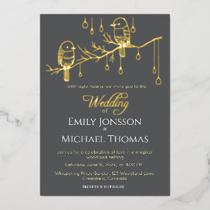 Invitation En Aluminium Inséparables rustiques de bois Mariage romantique