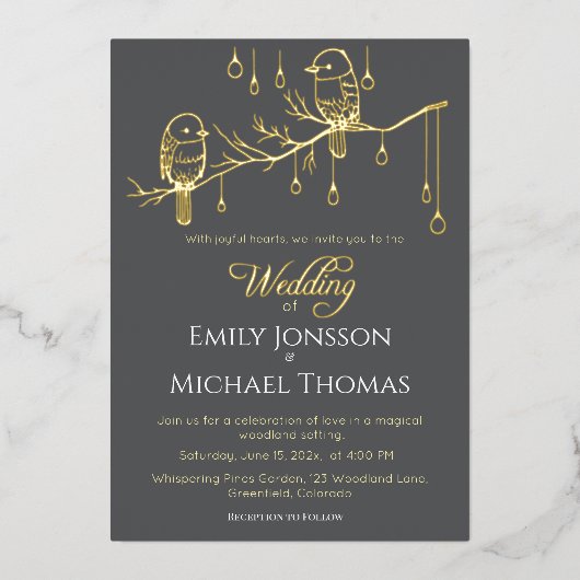 Invitation En Aluminium Inséparables rustiques de bois Mariage romantique (Recto)