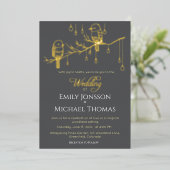 Invitation En Aluminium Inséparables rustiques de bois Mariage romantique (Debout devant)