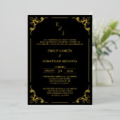 Invitation En Aluminium Invitación de boda negro y oro gold foil  (Debout devant)