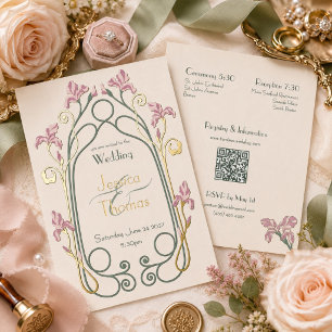 Invitation En Aluminium Iris Élégant Art Nouveau Mariage Or
